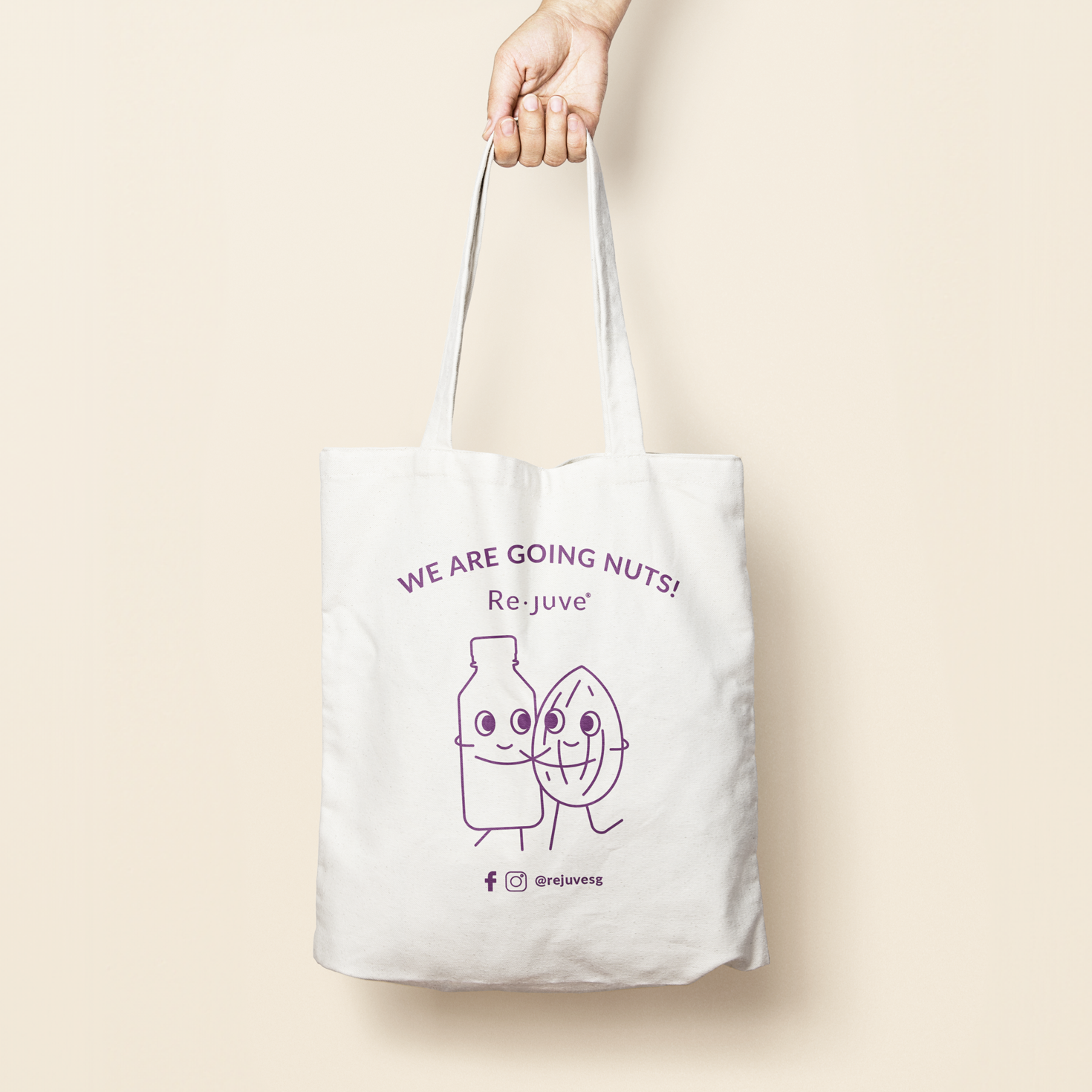 Re.juve Almond Tote Bag Re.juve Cold Pressed Juice Singapore