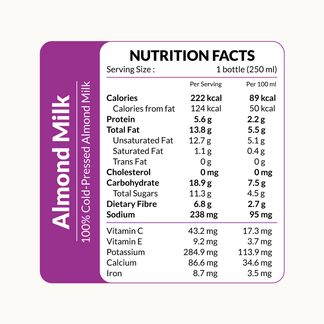 Almond Milk Re.juve Cold Pressed Juice Singapore